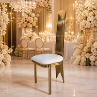 Chaise de banquet de luxe moderne avec dossier en métal doré et assise blanche pour hôtels, mariages et projets commerciaux
