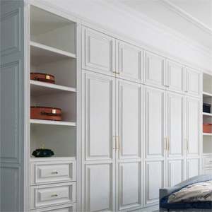 Armoire de chambre à coucher personnalisée en bois laqué beige, style modulable - Product Image 6