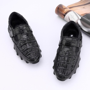 Mocasines Negros con Estampado de Piel de Cocodrilo 100%, Punta Redonda, Cierre de Velcro, Entresuela Acolchada de EVA, Suela de Goma, para Todas las Temporadas - Product Image 5