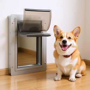 Porte pour animaux de compagnie avec cadre métallique, fixation murale, système à 3 volets magnétiques avec serrure, pour petits animaux, utilisation en intérieur - Product Image 2