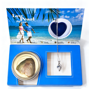 ชุดของขวัญไข่มุกหอยนางรม DIY Love Pearl กล่องคู่รักชายหาด ไข่มุกน้ำจืด จี้รูปหัวใจสแตนเลส สร้อยคอสำหรับแฟนสาว ภรรยา - Product Image 1