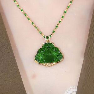 Collar con Colgante de Jade Hetian de Imitación Estilo Chino, Colgante de Buda de Imitación de Jade, Cadena para Clavícula para Mujer - Product Image 6
