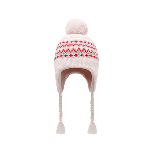Chapeau d'hiver pour enfants, style péruvien, avec cache-oreilles, doublure en polaire, pompon, <span class=keywords><strong>bonnet</strong></span> en tricot pour filles de 3 à 10 ans - Product Image 3