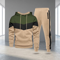 Ensemble de survêtement à capuche color block écologique pour homme, en polaire, avec logo personnalisé, idéal pour le sport et la détente, anti-boulochage