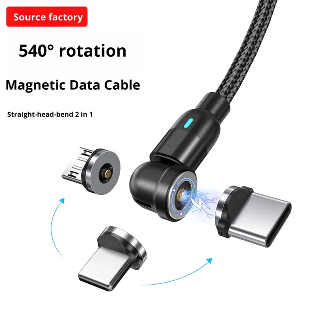 540-Degree Rotating Blind-Suction Circular Magnetic Data Cable Three-In-One Bendable Gaming Cable Magnetic Charging Mobile Phone