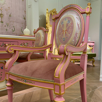 Table de Mahjong Automatique Classique Vintage Dorée en Bois sur Piétement, Style Romantique Shabby Chic Rococo Floral Papillon pour Salon et Jeu