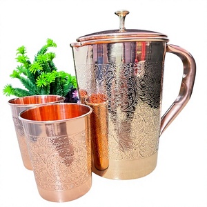 Ensemble de carafe et de tasses en cuivre martelé vintage, capacité de 1,7 L, fabrication artisanale, respectueux de l'environnement, pour servir des boissons lors de mariages et de fêtes, design en métal durable - Product Image 6