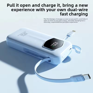 Power bank portatile da 10000mAh con cavo retrattile integrato, ricarica rapida da 22.5W, per uso esterno e di emergenza, caricatore portatile. - Product Image 3