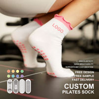 Chaussettes de yoga et de sport antidérapantes pour femmes et filles, avec logo brodé et volants, personnalisables, pour la danse classique et le Pilates, vente en gros