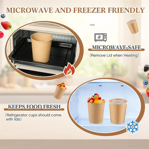 Récipients alimentaires en papier brun bols à soupe chauds tasses à emporter jetables avec couvercles pour Thanksgiving coffre-fort au micro-ondes - Product Image 4
