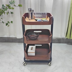 Carrito de Salón de Belleza de Madera Sólida de Tres Niveles, Diseño Moderno 2025 S, Mueble Multifuncional Móvil para Barbería y Salones de Belleza - Product Image 2