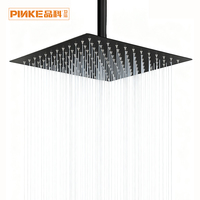 Pommeau de douche carré 12 pouces en acier inoxydable ultra-mince haute pression pour plafond, noir, pour salle de bain, Ducha Chuveiro