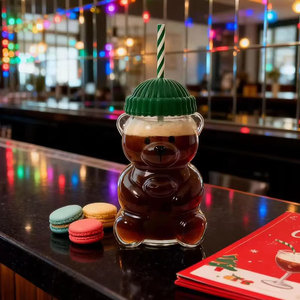 แก้วน้ำหมีเท็ดดี้ Bearista Cup INS ของขวัญคริสต์มาสยอดนิยม แก้วน้ำมีฝาและหลอด บรรจุภัณฑ์แยกชิ้น มีสินค้าพร้อมส่ง - Product Image 1