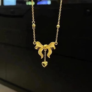 Collar de Lazo de Acero Inoxidable de Moda para Mujer, Cadena de Clavícula de Oro 18k que No se Desvanece, Venta al por Mayor Personalizada para Verano - Product Image 3