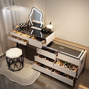 Muebles de dormitorio, tocador de <span class=keywords><strong>maquillaje</strong></span>, almacenamiento de mesa, carga inalámbrica, Bluetooth, tocador de <span class=keywords><strong>maquillaje</strong></span>, mesa inteligente con espejo LED - Product Image 1