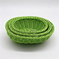 Panier de rangement alimentaire en rotin PP vert, fait main, étanche, tailles et couleurs personnalisables, pour usage commercial, salle à manger, articles divers pour la maison - Grande Vente