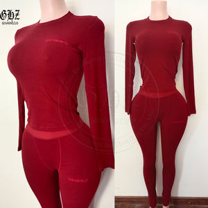 Set Primaverile 2026 per Ragazze Alte, Abbigliamento Y2k, Loungewear da Donna, Collo Alto, Maniche Lunghe, Pantaloni in Cotone a Coste, Completo Due Pezzi - Product Image 4