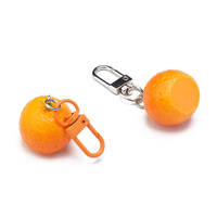 Schattig 3D Mandarijn Sinaasappel Karabijnhaak Sleutelhanger Plastic Fruit Hangertje Tas Charm Groothandel UV Gedrukt Aangepast Logo Modeaccessoire