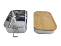 Boîte à lunch en bambou naturel de qualité alimentaire avec boucle et couvercle Boîte à lunch Bento de luxe réutilisable à double couche en acier inoxydable