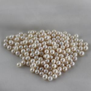 Particle Freshwater Pearl Round <b>Bead</b> 5-6mm Silver Jewelry Inlay Semi Porous Loose <b>Bead</b> with White Pink <b>Color</b> Options - Product Image 2