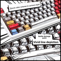 Capuchons de touches PBT style dessin animé, motif graffiti effet dégâts de guerre, par sublimation, pour clavier mécanique électrique
