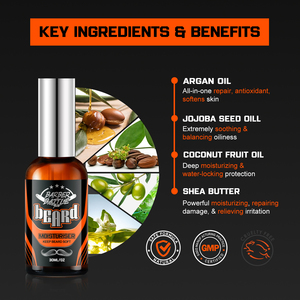 BARBERBATTLE GMPC Organic All Natural Mens Luxury Beard Moisturizer Beard Oil and <strong>Aftershave</strong> Set Repairs Shave-Induced Damage - Product Image 4