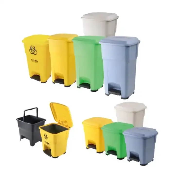 High Quality Rectangle Plastic Waste Bin 33L 50L Medical Waste Bin Trash Can With Padel