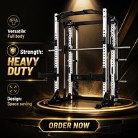 Rack de Potencia Comercial con Máquina Smith Integrada, Estructura de Acero para Entrenamiento de Fuerza en Gimnasio