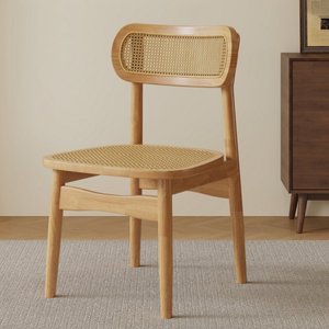 Silla de Comedor de Madera Maciza Estilo Vintage, Madera de Caucho y Ratán, Uso Comercial, Diseño Retro Francés, <span class=keywords><strong>Muebles</strong></span> Vintage para <span class=keywords><strong>Restaurante</strong></span> - Product Image 3
