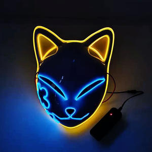 <span class=keywords><strong>Maschera</strong></span> di <span class=keywords><strong>Halloween</strong></span> LED Luminosa Spaventosa a Forma di Volpe Anime in PVC Multicolore per Feste e Spettacoli con Batterie Incluse per Adulti - Product Image 4