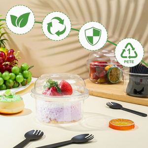 Wholesale Transparent PET <b>Plastic</b> Yogurt Food Containers 12oz/16oz/24oz 90mm Diameter Deli <b>Cups</b> Lid Single Wall Fruit Deli - Product Image 3