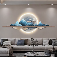 Peinture murale LED de style chinois, éclairage paysager, tableau décoratif pour fond de canapé, décoration de salon et de maison