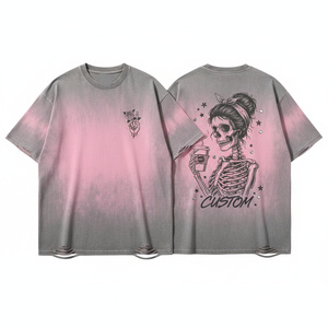 Camiseta Personalizada con Logotipo de Pedrería Termoadhesiva, Tejido de Punto de 300 g/m², 100% Algodón, Manga Corta, Diseño Gráfico, Corte Cuadrado, Hombros Caídos, para Hombre - Product Image 2