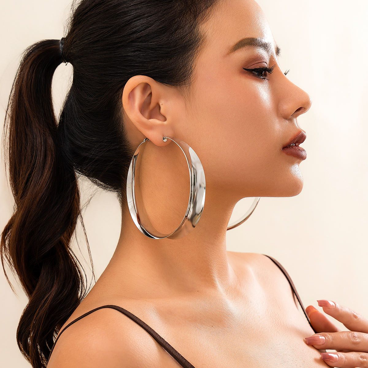 Designer Big Thick Metal Circle Hoop Earrings for Women