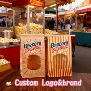 Sacs en papier kraft brun de qualité alimentaire imprimés sur mesure avec des matériaux recyclés pour l'emballage de pop-corn et de pain à sandwich - Product Image 2
