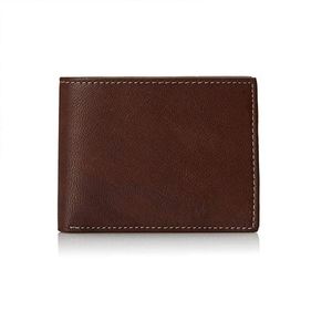 Cartera Delgada de Cuero Genuino para Hombre con Tres Ranuras para Tarjetas de Crédito, Ventana para Identificación, Bolsillo para Billetes, Diseño Delgado - Product Image 1
