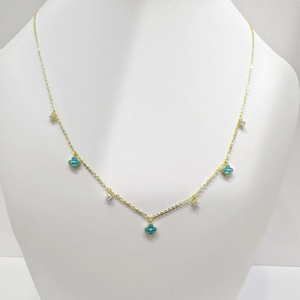 Collier minimaliste en argent sterling 925 plaqué or 18 carats avec pierre précieuse, pour l'été, à porter au quotidien, avec nœud, pour femmes. - Product Image 5