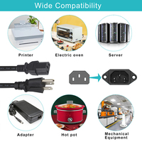 Cable de Alimentación de PVC de 10 Pies con Enchufe NEMA 5-15P a Conector IEC C13, 16AWG, IP11, para Electrodomésticos y Computadoras, Estándar Estadounidense