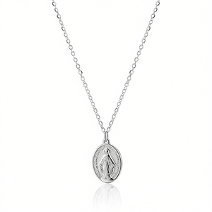 Collar con Colgante Religioso Amy, Plata 925 con Baño de Rodio, Medalla Católica, Joyería para Uso Diario de Mujer, Cadena de Caja C3453 - Product Image 3