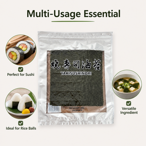 Algues <span class=keywords><strong>Nori</strong></span> Grillées pour Sushi, 50 Feuilles, Emballage Refermable, Idéal pour les Sushi DIY et la Cuisine Maison, Durée de Conservation de 360 Jours - Product Image 1