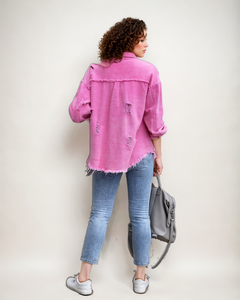 Venta al por mayor de manga larga Jeans Top Camisa Señoras Agujero Rasgado Chaqueta de mezclilla Abrigo Blusas de las mujeres Abrigo para las mujeres - Product Image 4