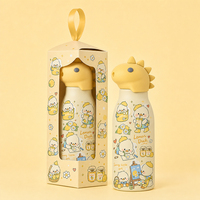 Bouteille d'eau réutilisable personnalisée de 350 ml avec couvercle en silicone animal et double paroi en acier 304 pour cadeau scolaire