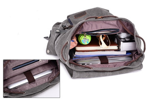 Custom Vintage Casual Large Outdoor Travel <b>Laptop</b> School Bags Canvas <b>Backpack</b> <b>for</b> Men <b>Women</b> <b>Backpack</b> - Product Image 3