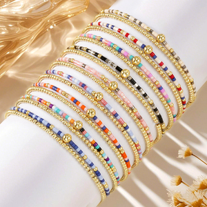 New Fashion Jewelry Waterproof 18k Gold Plated Stainless Steel Beads Handmade Colorful Miyuki <b>Beaded</b> <b>Bracelet</b> for Women - Product Image 3