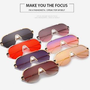 Gafas de Sol de Moda Retro de Lujo con Marco Metálico Grande para Mujer, Gafas de Sol de Gran Tamaño Tipo Escudo, Gran Venta 2019 - Product Image 6