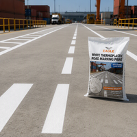 Peinture thermoplastique blanche pour marquage routier, séchage rapide, revêtement acrylique pour chaussée, 20 % de billes de verre internes pour port et entrepôt