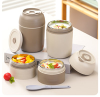 Boîte à lunch Topnovo en acier inoxydable 304, conteneur alimentaire isotherme sous vide, boîte à lunch thermique étanche avec couche extérieure en PP de qualité alimentaire