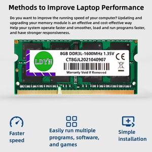 Modulo di memoria per laptop LDYN DDR3L RAM 4GB 8GB 1600MHZ PC3-8500 10600 12800s SODIMM Non-ECC a bassa tensione 1.35V - Product Image 5