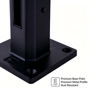 Support de balustrade en acier inoxydable noir, fixation au sol, pour garde-corps d'escalier, terrasse, balcon - Product Image 3