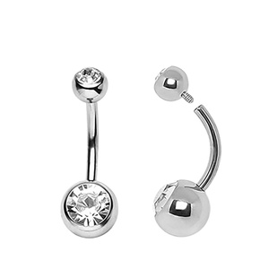 Anneau de nombril en titane G23/ASTM F136 à filetage interne, zircon, bijou corporel de haute qualité, stud labret, bijou de piercing pour lèvre N/A - Product Image 2